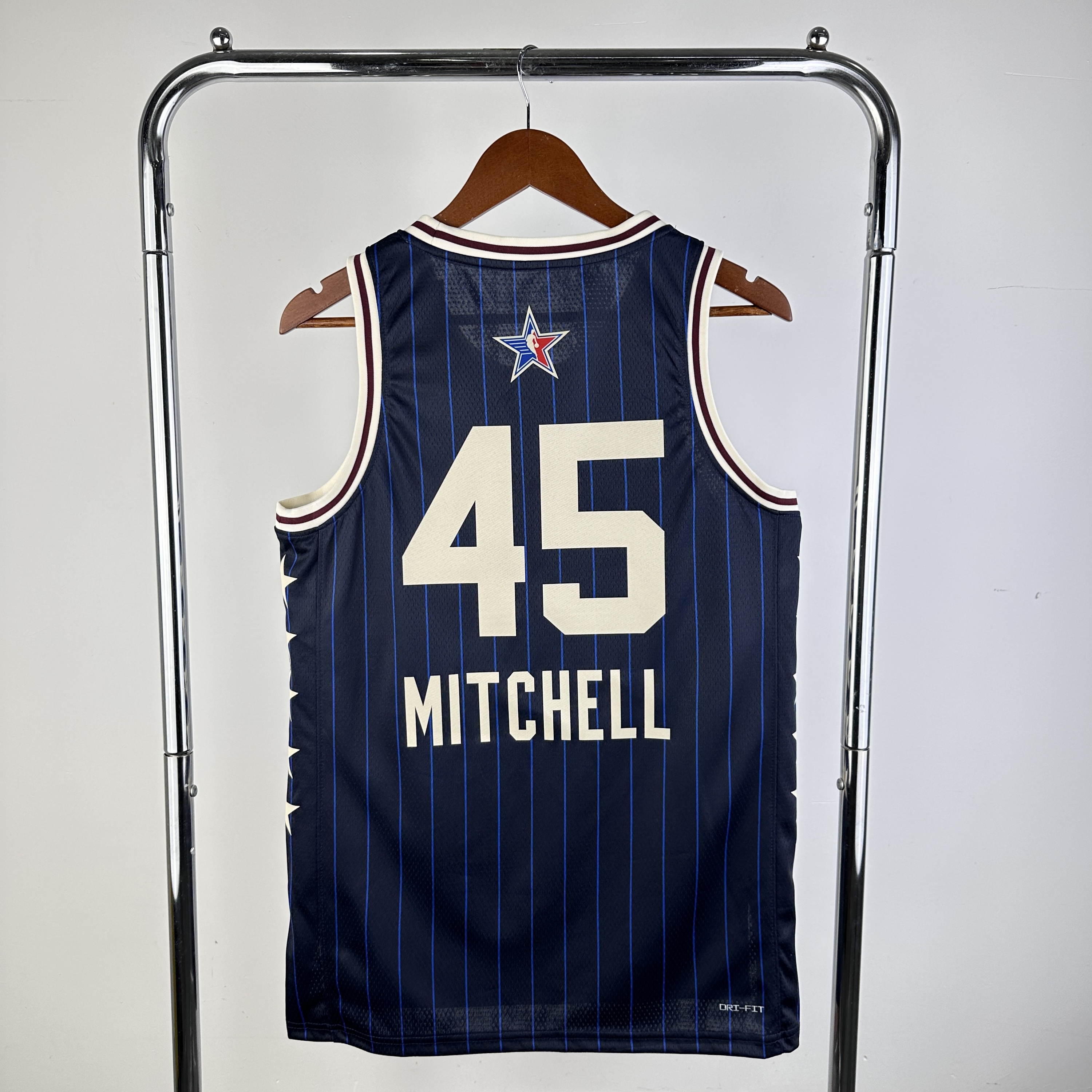Men Cleveland Cavaliers #45 Mitchell Blue Stripe All Star Jordan style 2024 NBA Jersey